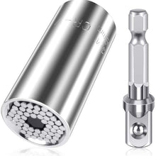 Universal Socket Wrench Set, Magical Grip Socket Set Fits Standard 1/4'' - 3/4'' Metric 7mm-19mm, with Multi-Function Ratchet Wrench Power Drill Adapter Unisex Best Gift for Father's Day