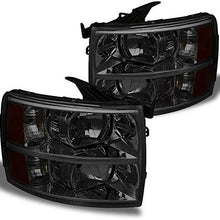 For Smoke Smoked 2007-2013 Chevy Silverado 1500 2500HD 3500HD Pickup Truck Headlights Front Lamps Left+Right Pair