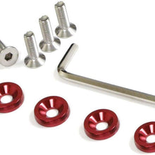 iJDMTOY 4pc JDM Racing Style M6 Red Aluminum Washers Bolts Kit Compatible with Car License Plate Frame, Fender, Bumper, Engine Bay, etc