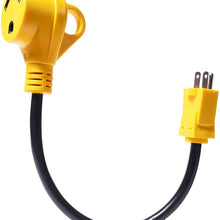 Snowy Fox RV 15Amp to 30Amp Adapter - 15Male/30Female Camper RV Electrical Adapter Power Cord with Innovative 180 Degree Bend Design Easy Ergonomic Grip Handle, 18inches,12AWG 125V/1875W