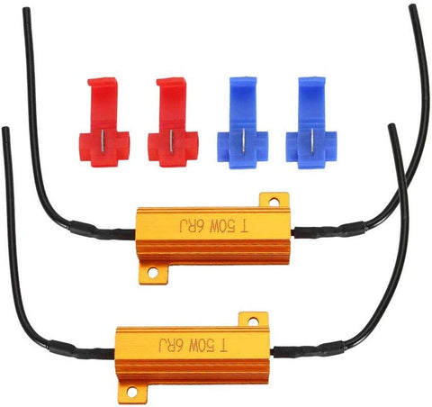 Aramox Car LED Decoder, 2 Pcs 50W 6Ω Load Resistors LED Headlight Error Free Canceller Decoder