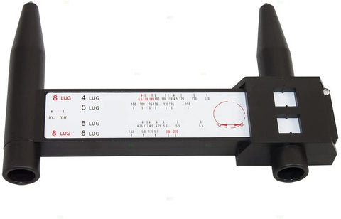 Wheel Bolt Stud Pattern Gauge Quick Size Rim Measurement Dimensions Hand Tool Ruler 4 5 6 8 Lug Holes for Auto Truck Tire Wheel Repair