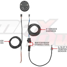 MaxTow Double Vision 260 F Transmission Temperature Gauge Kit - Includes Electronic Sensor - Black Gauge Face - Blue LED Illuminated Dial - Analog & Digital Readouts - for Trucks - 2-1/16" 52mm