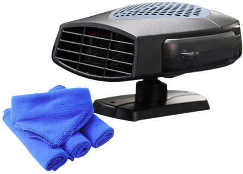 Wakauto 24V Car Heater Defroster Winter Car Heater Warmer Snow Defogger Anti-fog Safe Driving Cleaner 360 Degree Rotation with Towel (Grey)
