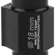 Motorcycle Temperature Sensor Adapter, Water Temp Temperature Joint Pipe Sensor Gauge Radiator Hose Adapter(BLACK)(18mm)