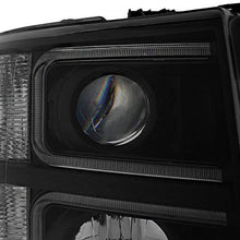 For 2007-13 Chevy Silverado 1500 | 2007-14 2500HD 3500HD LED C-Shape Tube Black Smoked Projector Headlights Pair Set