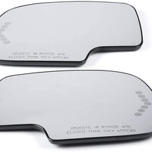 One Pair Fits For 2003-2006 Chevrolet Silverado Suburban Avalanche Tahoe GMC Sierra Yukon Power Heated Signal Replacement Mirror Glass w/Turn Signal Driver Left and Passenger Right Side(For 2Plugs)