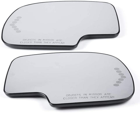 One Pair Fits For 2003-2006 Chevrolet Silverado Suburban Avalanche Tahoe GMC Sierra Yukon Power Heated Signal Replacement Mirror Glass w/Turn Signal Driver Left and Passenger Right Side(For 2Plugs)