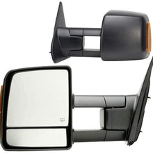 Fit System 70103-04T Towing Mirror Pair for Toyota Tundra Pick-Up, Sequoia, w/Turn Signal & Running Lights, extendable, Dual Mirror, Textured Black, Foldaway
