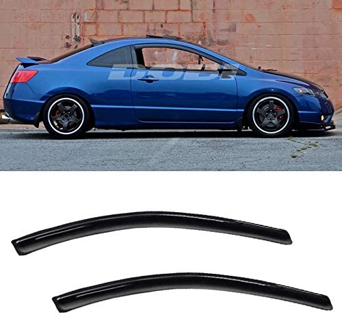 VIOJI 2pcs Front Door Dark Smoke Outside Mount Style Sun Rain Guard Vent Shade Window Visors Compatible with 06-11 Honda Civic 2-Door Coupe Only