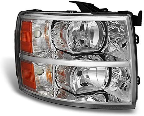 For 07-13 Chevy Silverado Pickup Truck Chrome Headlight Front Lamp Passenger Right Side Replacement