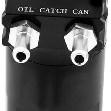 Oil Catch Tank, Universal Aluminum Car Engine Oil Reservoir Catch Can Breather Tank Kit(Black)