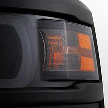 For U Neon Bar Style Black Smoked 2014-15 Chevy Silverado 1500 LED DRL Projector LH + RH Side Headlights