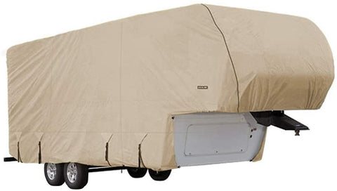Goldline Fifth Wheel Trailer Covers by Eevelle | Waterproof Fabric | Tan and Gray