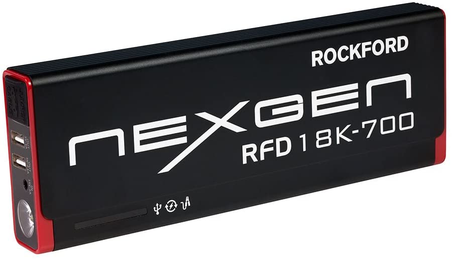 Rockford RFD Nexgen 18K-700 Black 12V 18000mAh 700 Amp Super Safe Portable Jump Starter and Power Supply