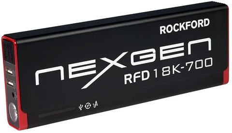 Rockford RFD Nexgen 18K-700 Black 12V 18000mAh 700 Amp Super Safe Portable Jump Starter and Power Supply