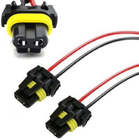 iJDMTOY (2) 900-Series 9005 9006 Female Adapter Wiring Harness Sockets Wire Compatible With Headlights Fog Lights