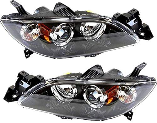 Headlight Compatible with 2004-2006 Mazda 3 Pair HID/Xenon Clear Lens