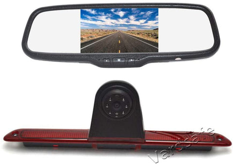 Vardsafe VS608C Brake Light Backup Camera & Clip-on Rear View Mirror Monitor for Mercedes Sprinter (Can See Rear Bumper)