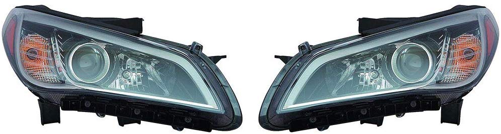 CarLights360: Fits 2015 2016 2017 HYUNDAI SONATA Head Light Pair Driver and Passenger Side W/Bulbs (Black Housing) (CAPA Certified) Replaces HY2502183 HY2503183