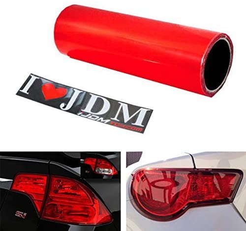 iJDMTOY 12 by 48 inches Self Adhesive Hot Red Taillights Tail Lamps, Fog Lights, Sidemarkers Vinyl Wrap Overlay Film