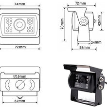 Camnex 1/3 CCD Colour Image Sensor Backup Reverse Camera with 18 Built-in Infrared LED Night Vision Waterproof Car Rear View Camera for RV's, Bus, Trucks, Trailers, Harvester