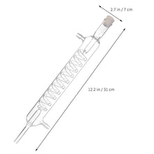 TEHAUX Glass Graham Condenser Coil Glass Condenser Laboratory Glassware with 10 mm Glass Hose Connections Condensing Tube Chemistry Tool