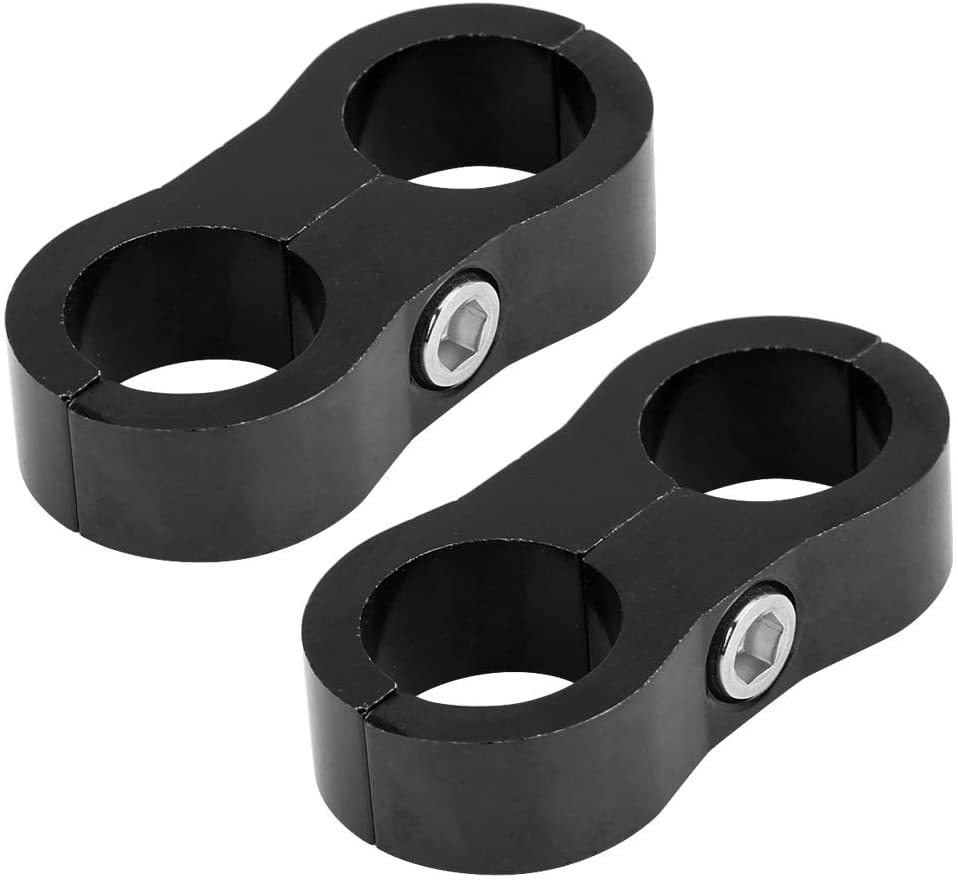 Terisass 2 Pcs AN10 Hose Separator Clamp Hose Fitting Adapter for Fuel Hose Bracket Aluminum Alloy Black Billet Fuel Hose Separator Universal (Black)