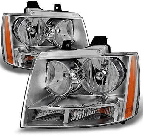 For Chevy Avalanche Suburban Tahoe Clear Headlights Head Lamps Left + Right Replacement Pair Set