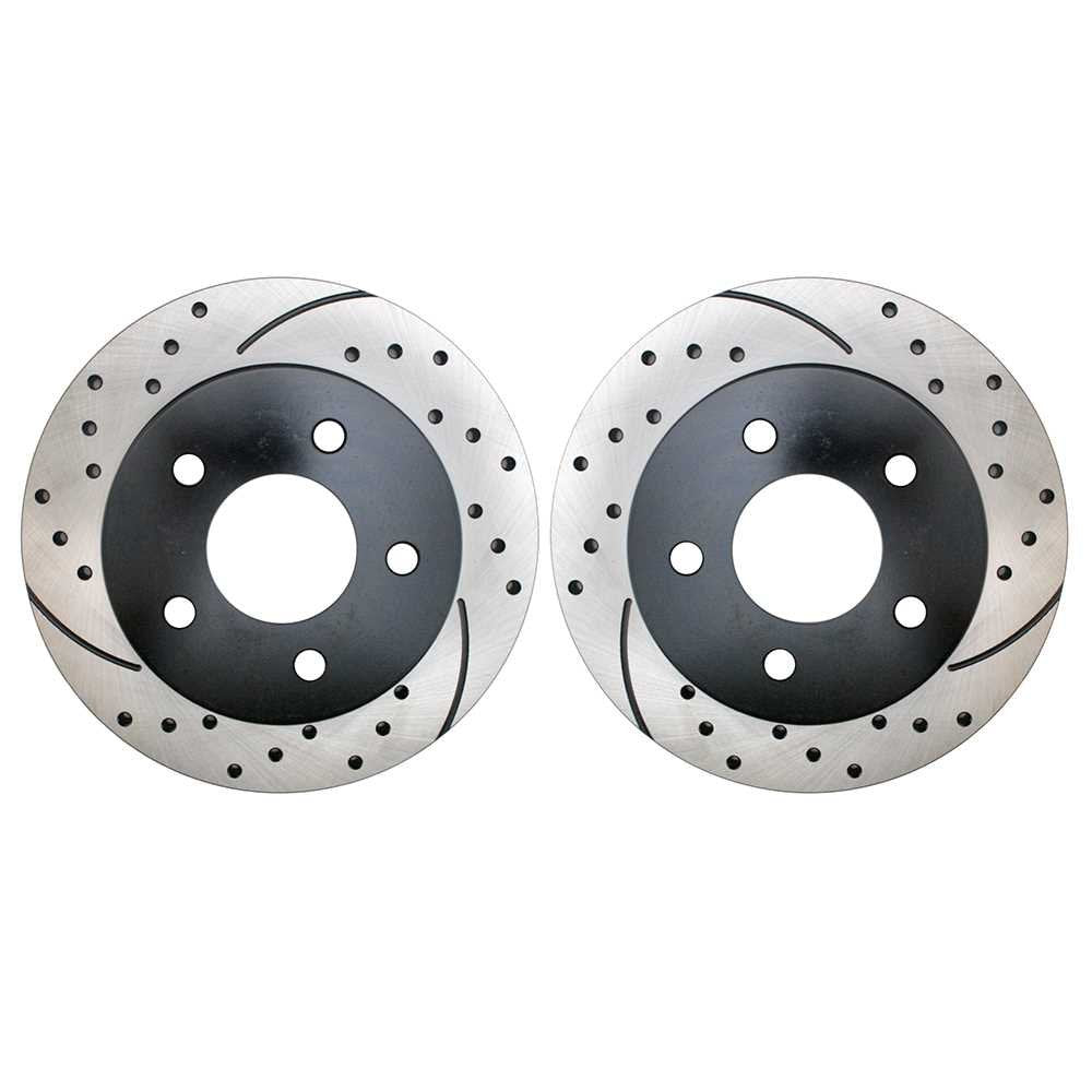 Prime Choice Auto Parts PR64019LR Rear Set 2 Drilled Slotted Performance Brake Rotors 5 Stud