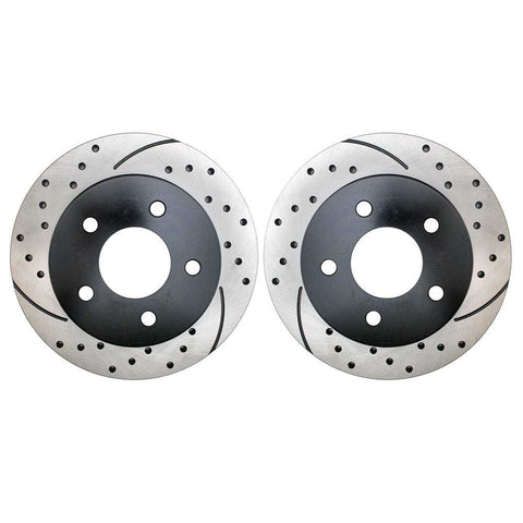 Prime Choice Auto Parts PR64019LR Rear Set 2 Drilled Slotted Performance Brake Rotors 5 Stud