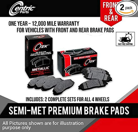 Centric FRONT and REAR Metallic Brake Pads 2 Complete Sets Fits Volvo S60, S80, V70, XC70