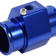 Keenso 36mm Blue Water Temperature Joint Pipe Temp Sensor Gauge Radiator Hose Adapter, Aluminum Water Temp Meter Temperature Gauge Joint Pipe Radiator Sensor Adaptor Clamps