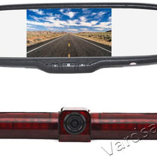 Vardsafe VS601C Flat Surface Mount Brake Light Reverse Backup Camera & 5 Inch Clip-on Mirror Monitor for RV/Cargo Van/Bus