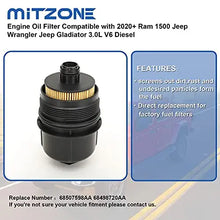 MITZONE Engine Oil Filter Compatible with 2020 2021 Ram 1500 Jeep Wrangler Jeep Gladiator 3.0L V6 Diesel Replace # 68507598AA 68498720AA