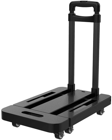 Upgraded 2020 Utility Folding Hand Truck Dolly Cart with Carrying Capacity 440LBS. 6 Wheels, 360 Rotating Portable Heavy Duty Platform Trolley Cart for Shopping, Moving, Travelling, Luggage and Office