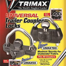 Trimax Premium Universal Die Cast Unattended Trailer Lock, Huge 9/16" Dia. Shackle UMAX50, Clam Packaging