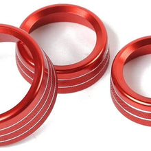 JeCar Audio Air Conditioner Button Trim Cover Aluminum Alloy Knob Cover for Dodge Challenger Charger 2015-2019, Red