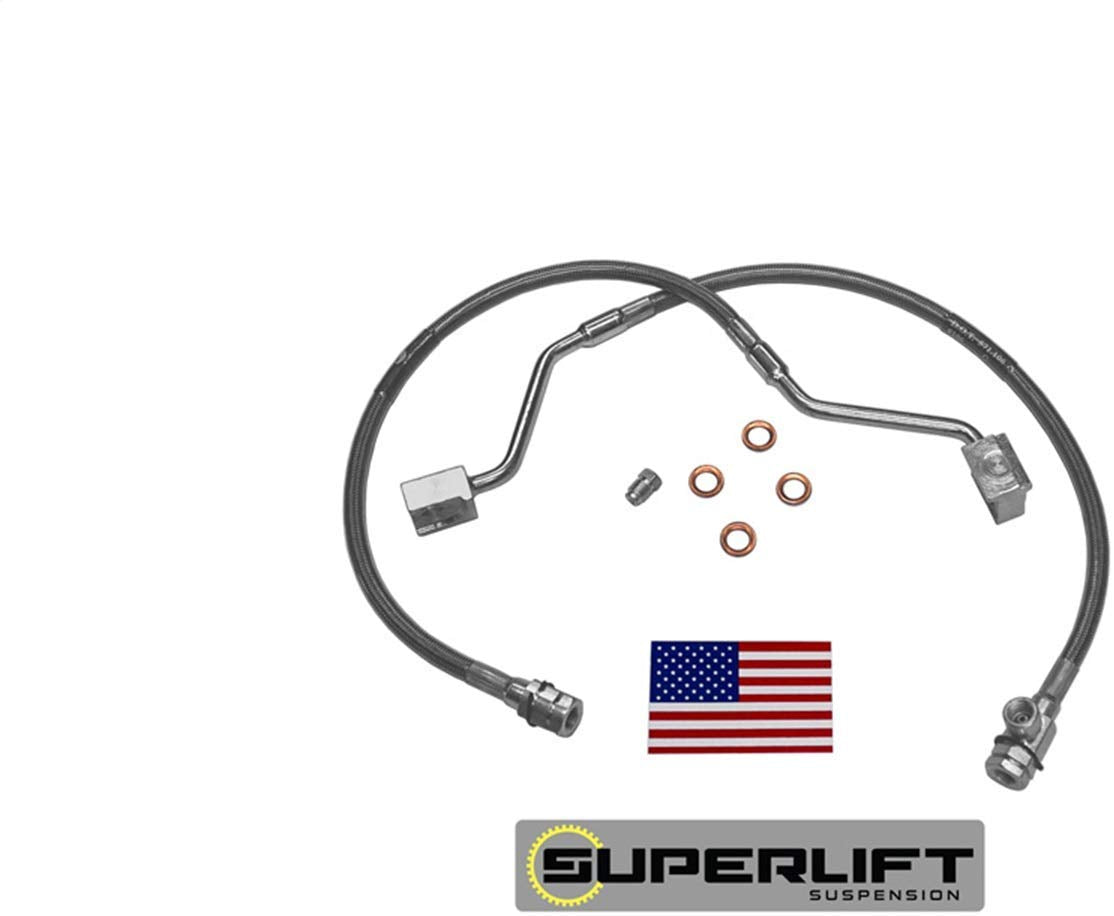 Superlift Suspension | 91310 | Bullet Proof Brake Hoses - Front - 1990-1996 Ford F-150 and Bronco with 4-6 inch Lift Kit (Pair)