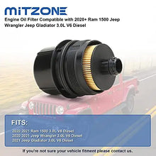 MITZONE Engine Oil Filter Compatible with 2020 2021 Ram 1500 Jeep Wrangler Jeep Gladiator 3.0L V6 Diesel Replace # 68507598AA 68498720AA