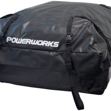POWERWORKS Waterproof Auto Car Rooftop Cargo Carrier Bag Compatible with All Cars with/Without Rack, Invisible Zipper, 15 Cubic Feet, Black