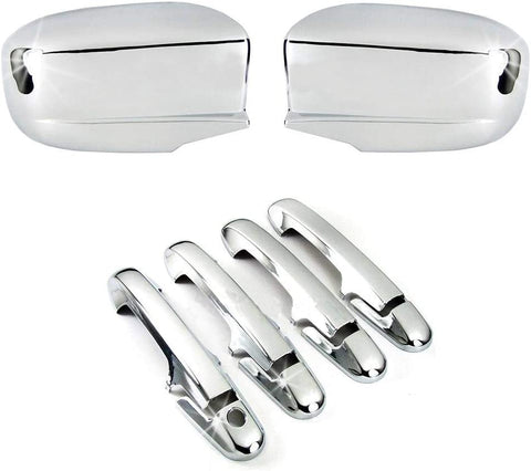 S SIZVER Chrome Door Handl+Mirror Covers Compatible with 2003-2007 Honda Accord