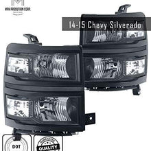 MPH For 2014-2015 Chevy Silverado 1500 BK OEM Driver & Passenger Replacement Headlights Lamps Assembly