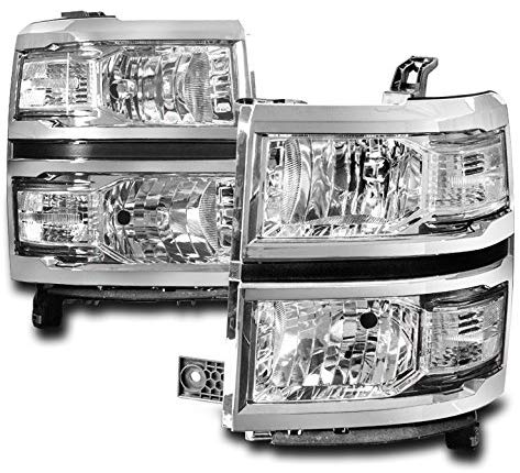 ZMAUTOPARTS For 2014-2016 Chevy Silverado 1500 Crystal Style Headlights Chrome