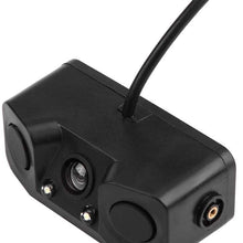 Qiilu 3 in 1 Car Backup Camera Reversing Video Rearview Camera with Backup Radar System Detector and Parking Sensor, Waterproof for Universal Vehicles