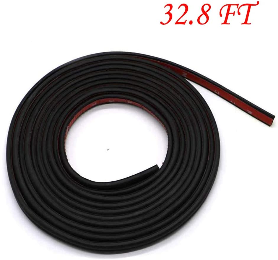 ZLMC 32Ft Universal Car Weather Stripping，Self Adhesive Auto Rubber Weather Draft Seal Strip for Car Truck Window Door Sunroofs Engine Cover Noise Insulation (B Shape Black,10M)