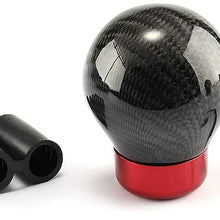 Carbon Fiber Style Gear Shift Knob Universal Shifter Knobs with 3 Adapters Stick Shifter Round Ball Red