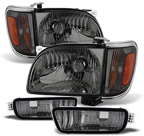 For Smoke 01-04 Toyota Tacoma Pickup Truck Headlights 4PCS Front Lamps + Corner Signal Lights 2 Pieces Set