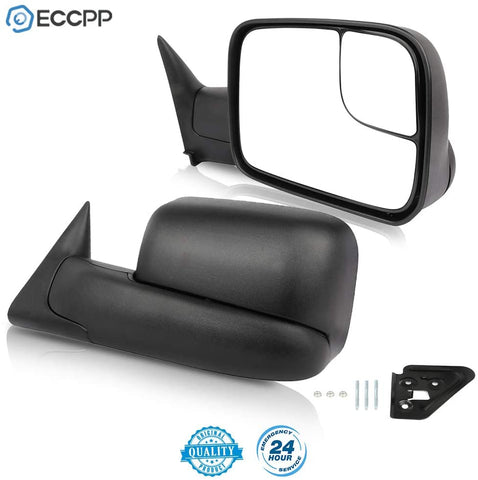 ECCPP Black Manual adjusted Side View Mirror Tow Towing Mirrors Left & Right Pair Set for 94-01 Dodge Ram 1500, 94-02 Ram 2500 3500 Truck
