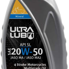 Ultra Lub Premium SAE 20W-50 Motorcycle Racing Oil (Mineral)- 1Qt High Performance Motor Bike Formula